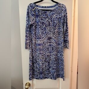 Elegant Blue Patterned Dress